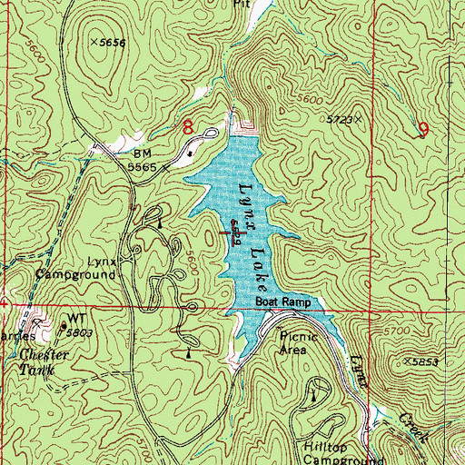 Topographic Map of Lynx Lake, AZ