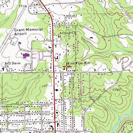 Topographic Map of First Free Will Church, GA
