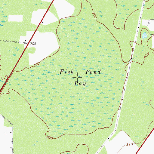 Topographic Map of Fish Pond Bay, GA