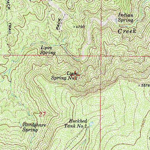 Topographic Map of Lyon Spring Number One, AZ