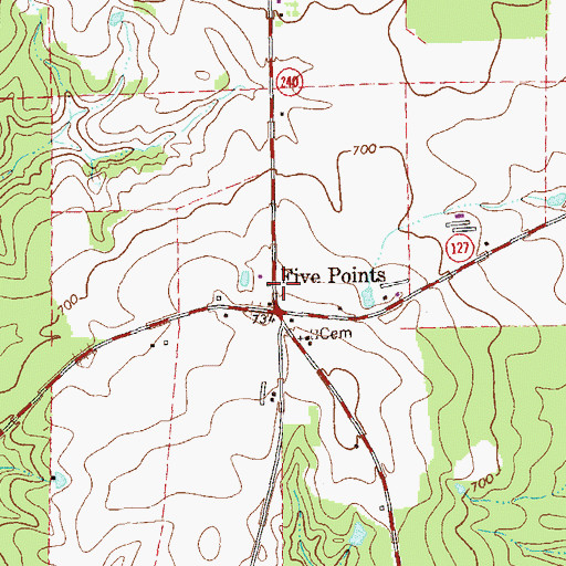 Topographic Map of Five Points, GA
