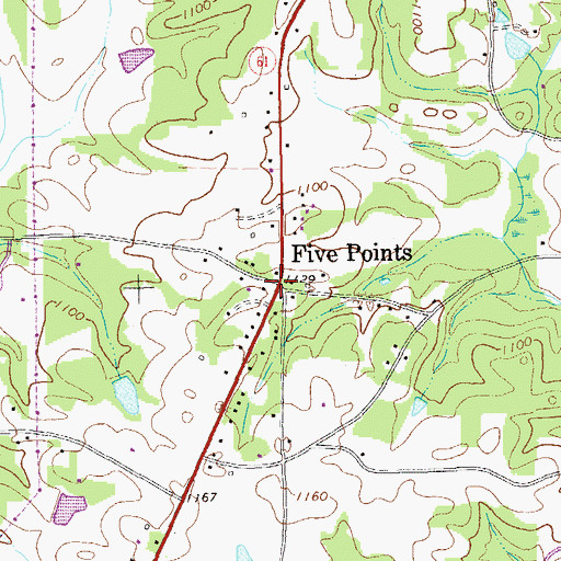 Topographic Map of Five Points, GA