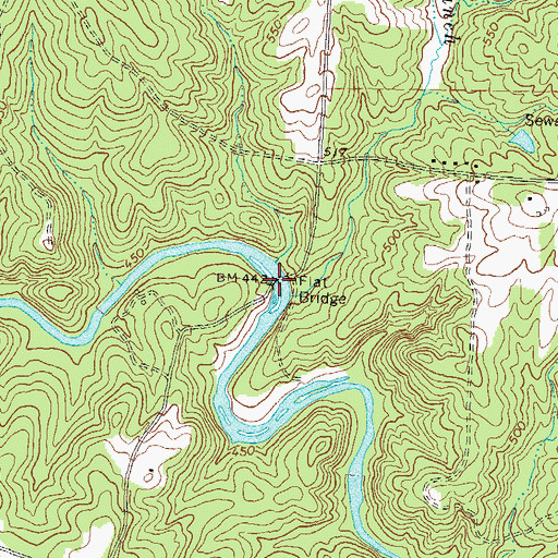 Topographic Map of Flat Bridge, GA