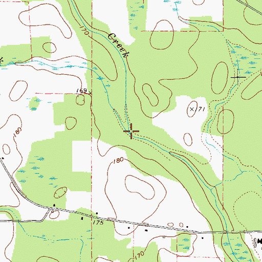 Topographic Map of Flat Creek, GA