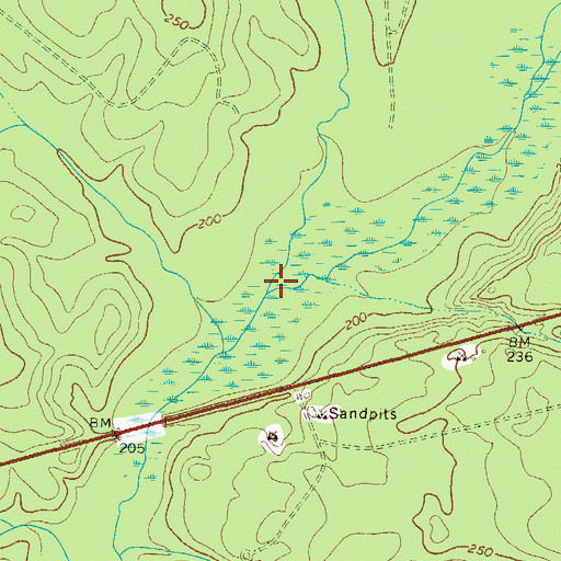 Topographic Map of Flat Creek, GA