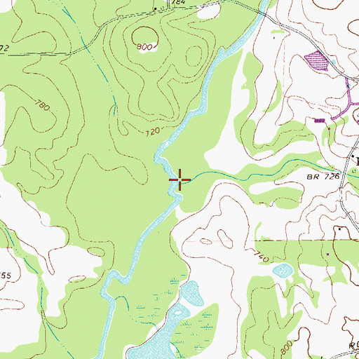 Topographic Map of Flat Creek, GA
