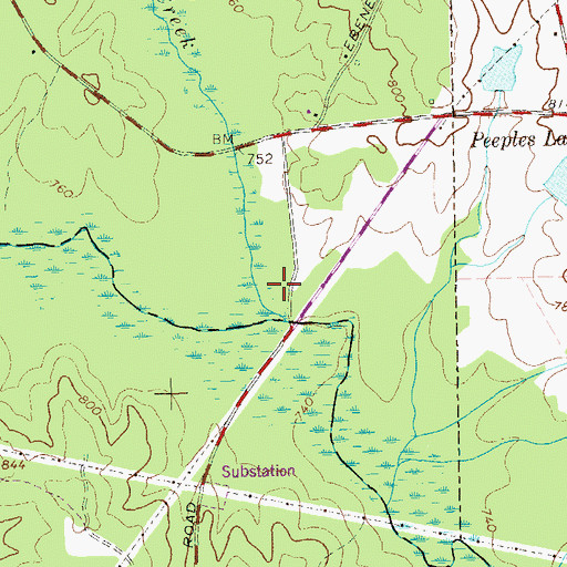 Topographic Map of Flat Creek, GA