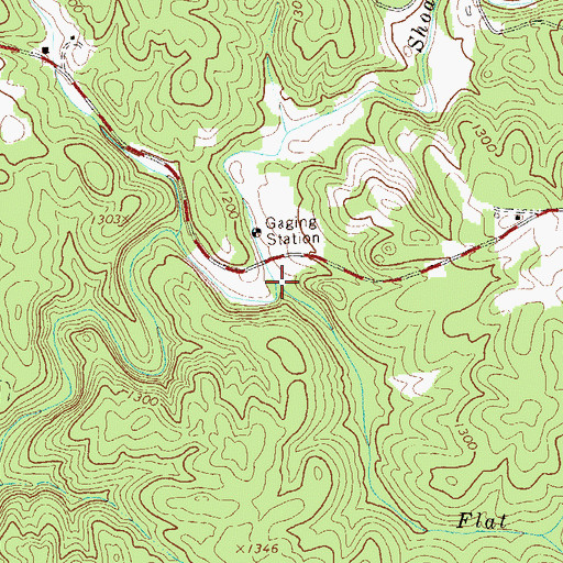 Topographic Map of Flat Creek, GA