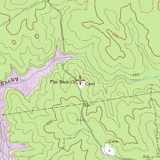 Topographic Map of Flat Rock Church, GA
