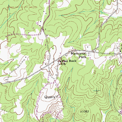 Topographic Map of Flat Rock Church, GA