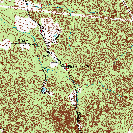 Topographic Map of Flat Rock Church, GA