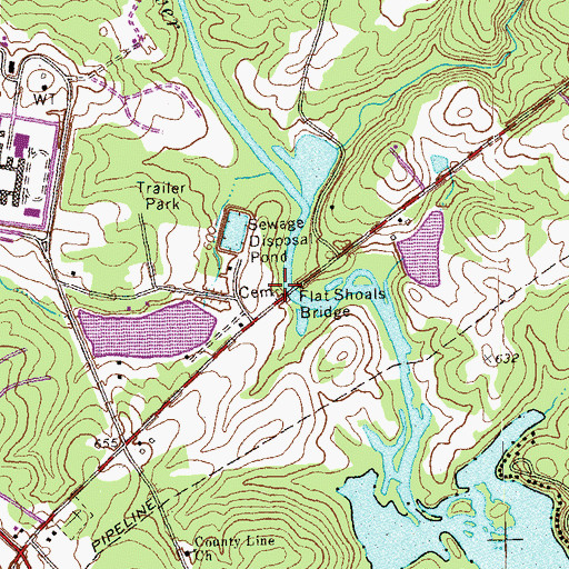 Topographic Map of Flat Shoals Bridge, GA