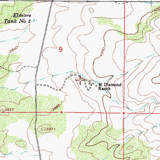 Topographic Map of M Diamond Ranch, AZ