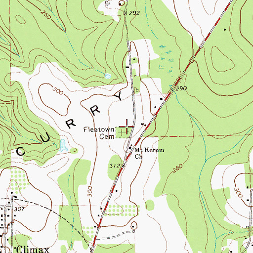 Topographic Map of Fleatown Cemetery, GA