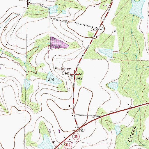 Topographic Map of Fletcher Cemetery, GA