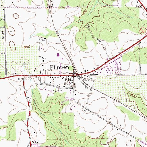 Topographic Map of Flippen, GA