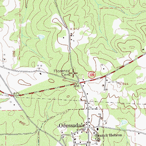 Topographic Map of Florence Cemetery, GA