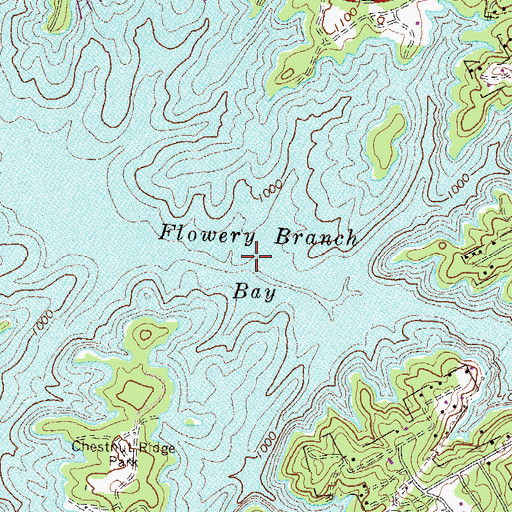 Topographic Map of Flowery Branch Bay, GA