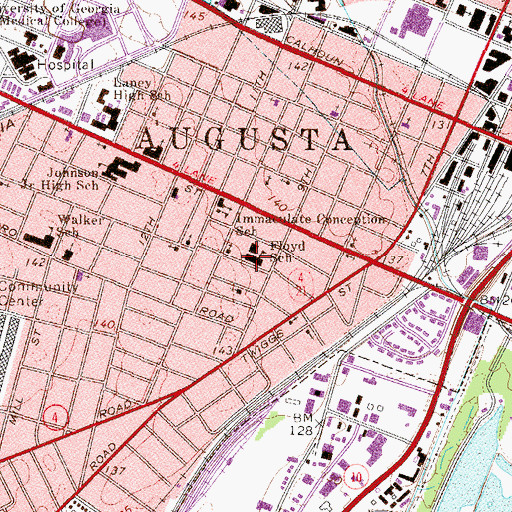 Topographic Map of Floyd School, GA