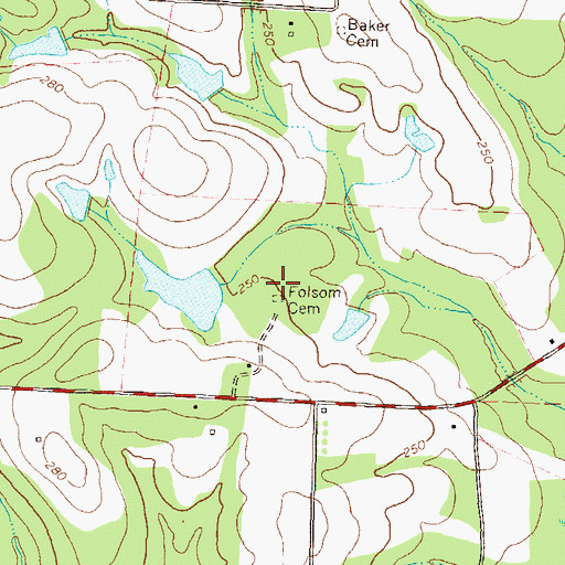 Topographic Map of Folsom Cemetery, GA