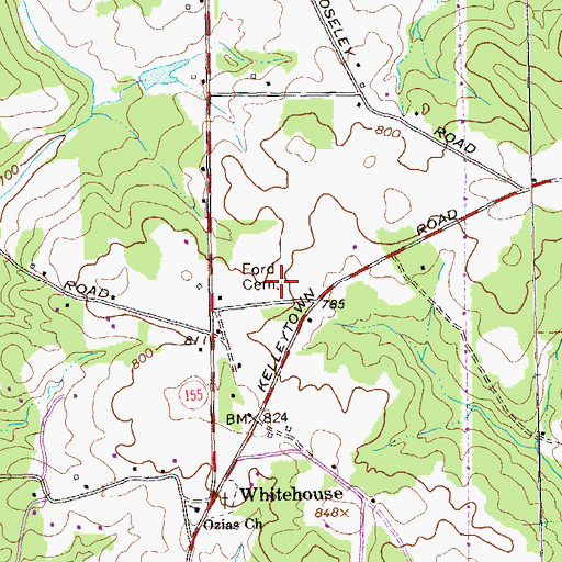 Topographic Map of Ford Cemetery, GA