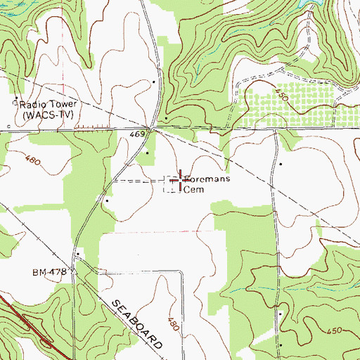 Topographic Map of Foremans Cemetery, GA