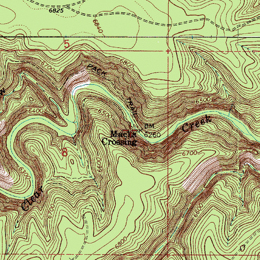 Topographic Map of Macks Crossing, AZ