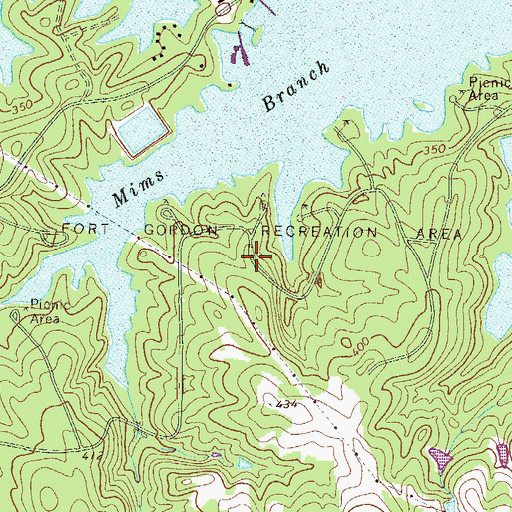 Topographic Map of Fort Gordon Recreation Area, GA