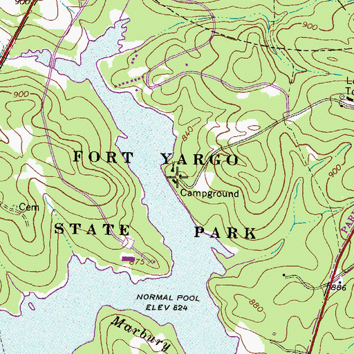 Topographic Map of Fort Yargo State Park, GA