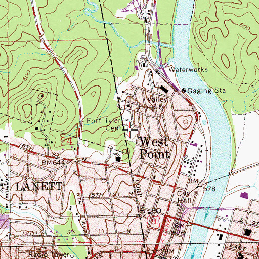 Topographic Map of Forty Tyler Cemetery, GA