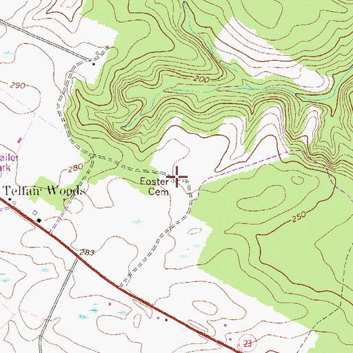 Topographic Map of Foster Cemetery, GA