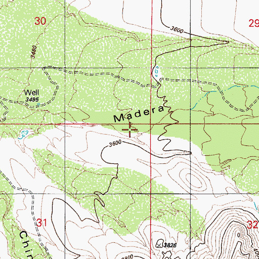 Topographic Map of Madera Canyon, AZ