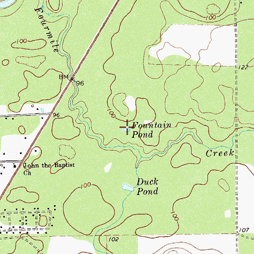 Topographic Map of Fountain Pond, GA