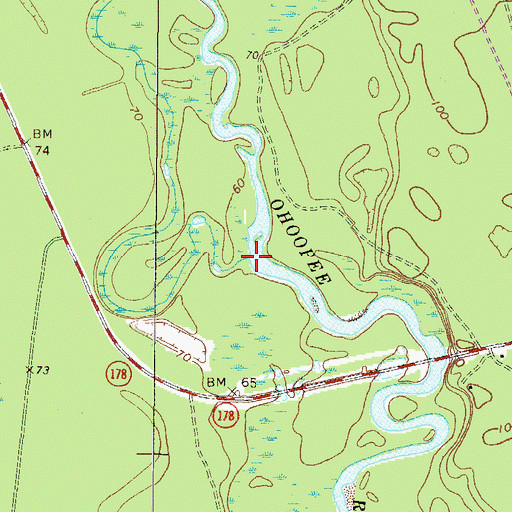 Topographic Map of Four Acre Creek, GA