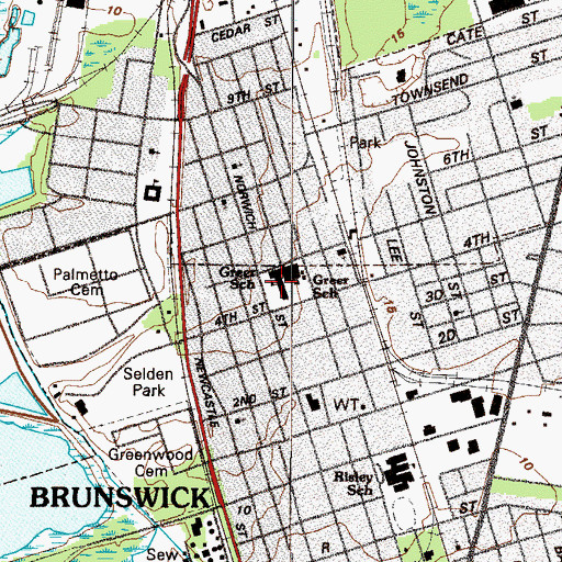 Topographic Map of Fourth Street School, GA