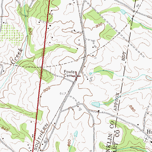 Topographic Map of Fowler Cemetery, GA