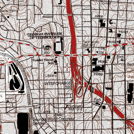 Topographic Map of Fowler Street School, GA