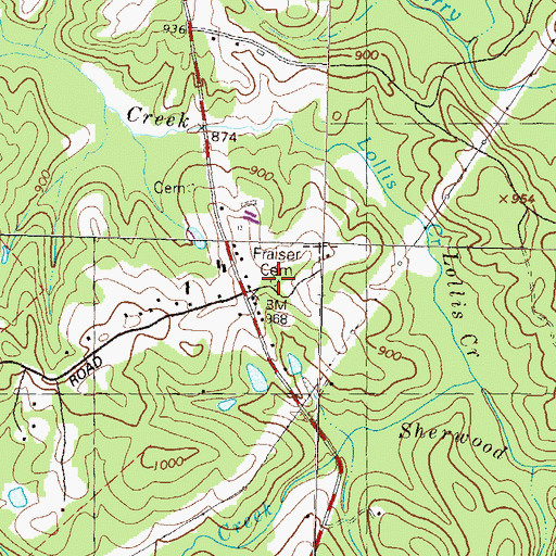 Topographic Map of Fraiser Cemetery, GA
