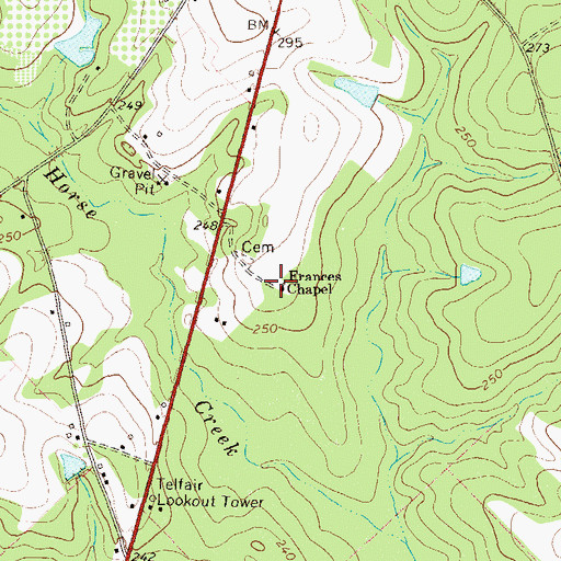 Topographic Map of Frances Chapel, GA