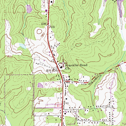 Topographic Map of Franklin Road Church, GA