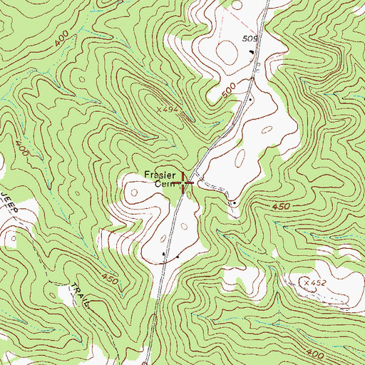 Topographic Map of Frasier Cemetery, GA