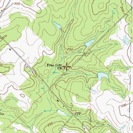 Topographic Map of Free Gift Church, GA