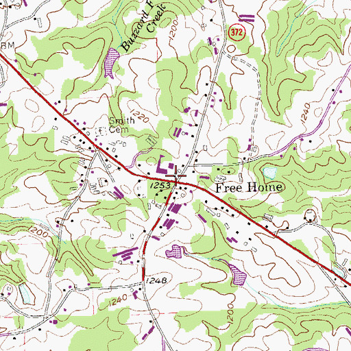 Topographic Map of Free Home, GA