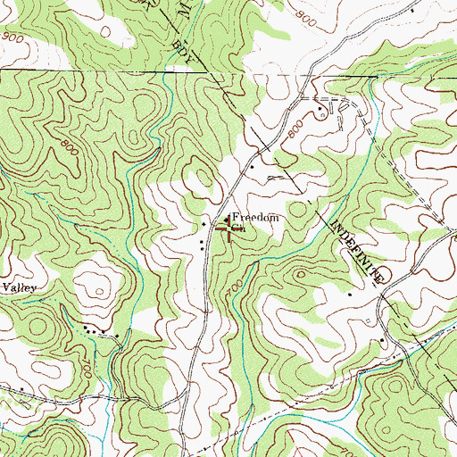 Topographic Map of Freedom Church, GA