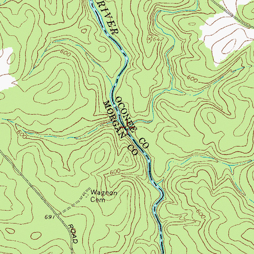 Topographic Map of Freeman Creek, GA