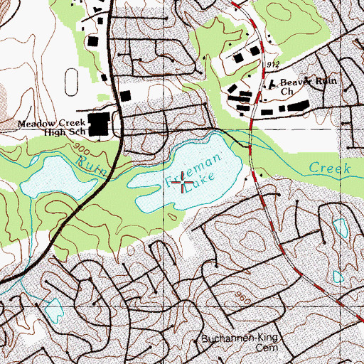 Topographic Map of Freeman Lake, GA