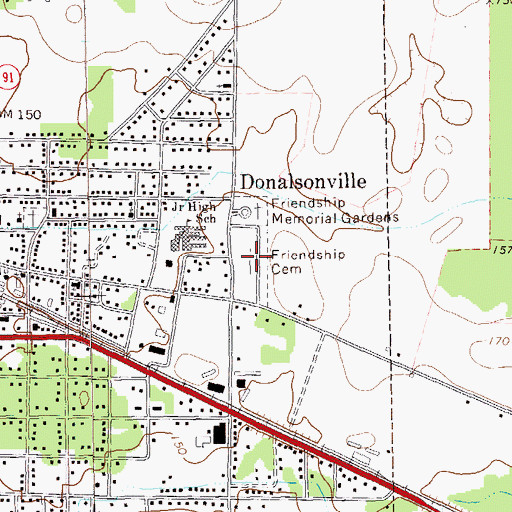 Topographic Map of Friendship Cemetery, GA