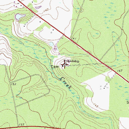 Topographic Map of Friendship Church, GA