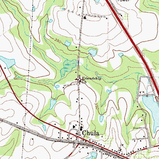 Topographic Map of Friendship Church, GA