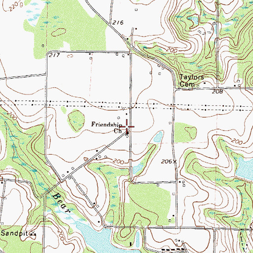 Topographic Map of Friendship Church, GA